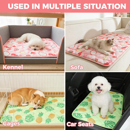 Dog Cooling Mat,27.5"x38.5" Thicken Self-Cooling Mat for Dog Large,Internal Waterproof& Endothermic,Washable Pet Ice Cool Pad Blanket,Pet Sleeping Pad for Indoor Outdoor in Summer,Non-Toxic, Pink L