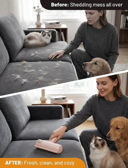 Pet Hair Removal Tool: Reusable Lint Roller for Pet Hair - Portable Pet Hair Remover - Dog and Cat Hair Remover for Couch, Bedding, Car, Rugs & Furniture, for Multi-Pet Homes (Pink)