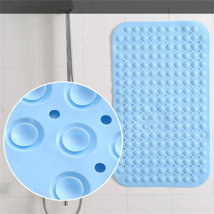 Large Toilet Bathroom Bathtub Shower Non-Slip Bath Rug with Suction Cups Floor Mat Massage Cushion(Pink)