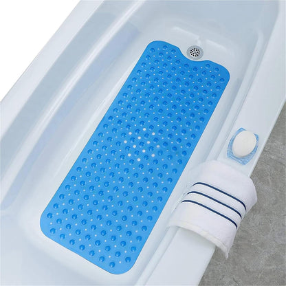 Large Toilet Bathroom Bathtub Shower Non-Slip Bath Rug with Suction Cups Floor Mat Massage Cushion(Pink)