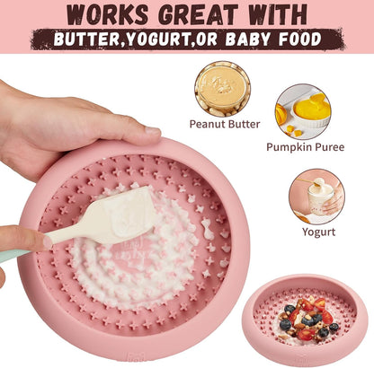 Dog Lick Bowl, Anxiety Relief Slow Feeder Dog Lick Mat Treat Dispenser, Non-Slip Licking Bowl Enrichment Toys, BPA Free Silicone, Dishwasher Safe
