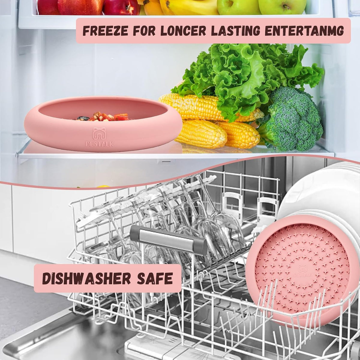 Dog Lick Bowl, Anxiety Relief Slow Feeder Dog Lick Mat Treat Dispenser, Non-Slip Licking Bowl Enrichment Toys, BPA Free Silicone, Dishwasher Safe