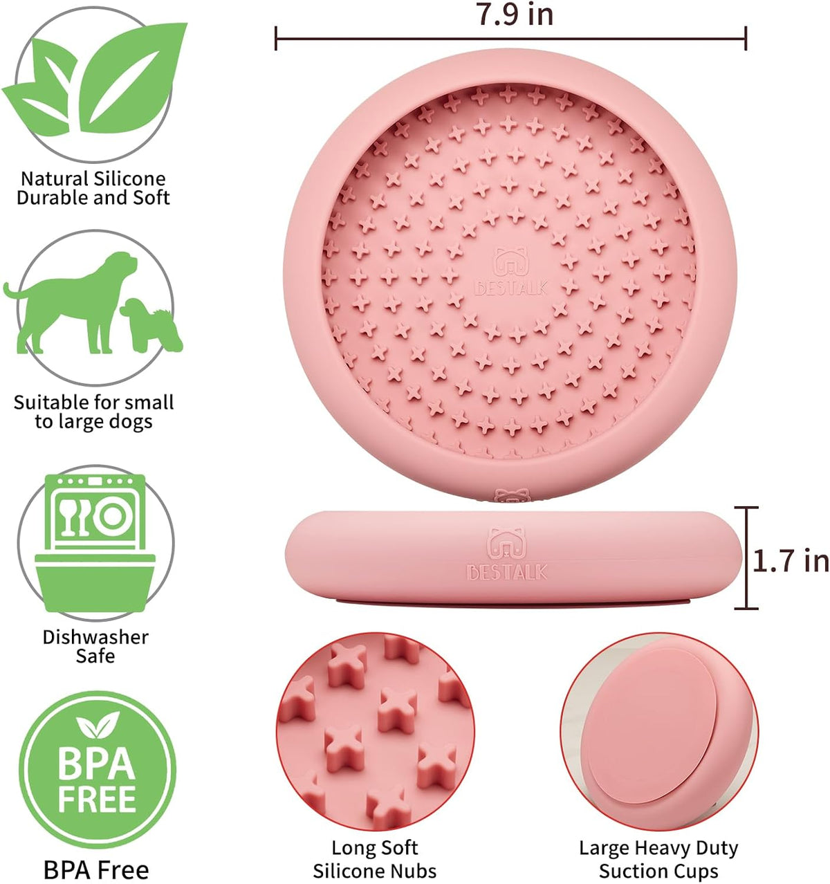 Dog Lick Bowl, Anxiety Relief Slow Feeder Dog Lick Mat Treat Dispenser, Non-Slip Licking Bowl Enrichment Toys, BPA Free Silicone, Dishwasher Safe