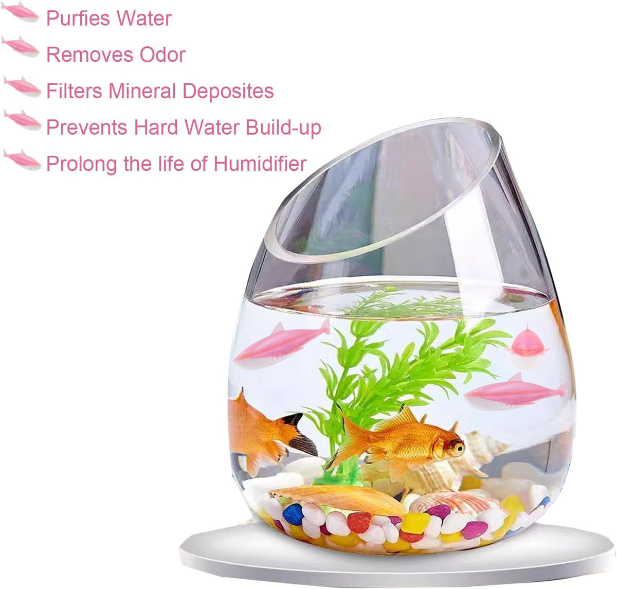 Humidfier Cleaner Fish for Humidifier & Fish Tank, 6 Pack Pink Shark