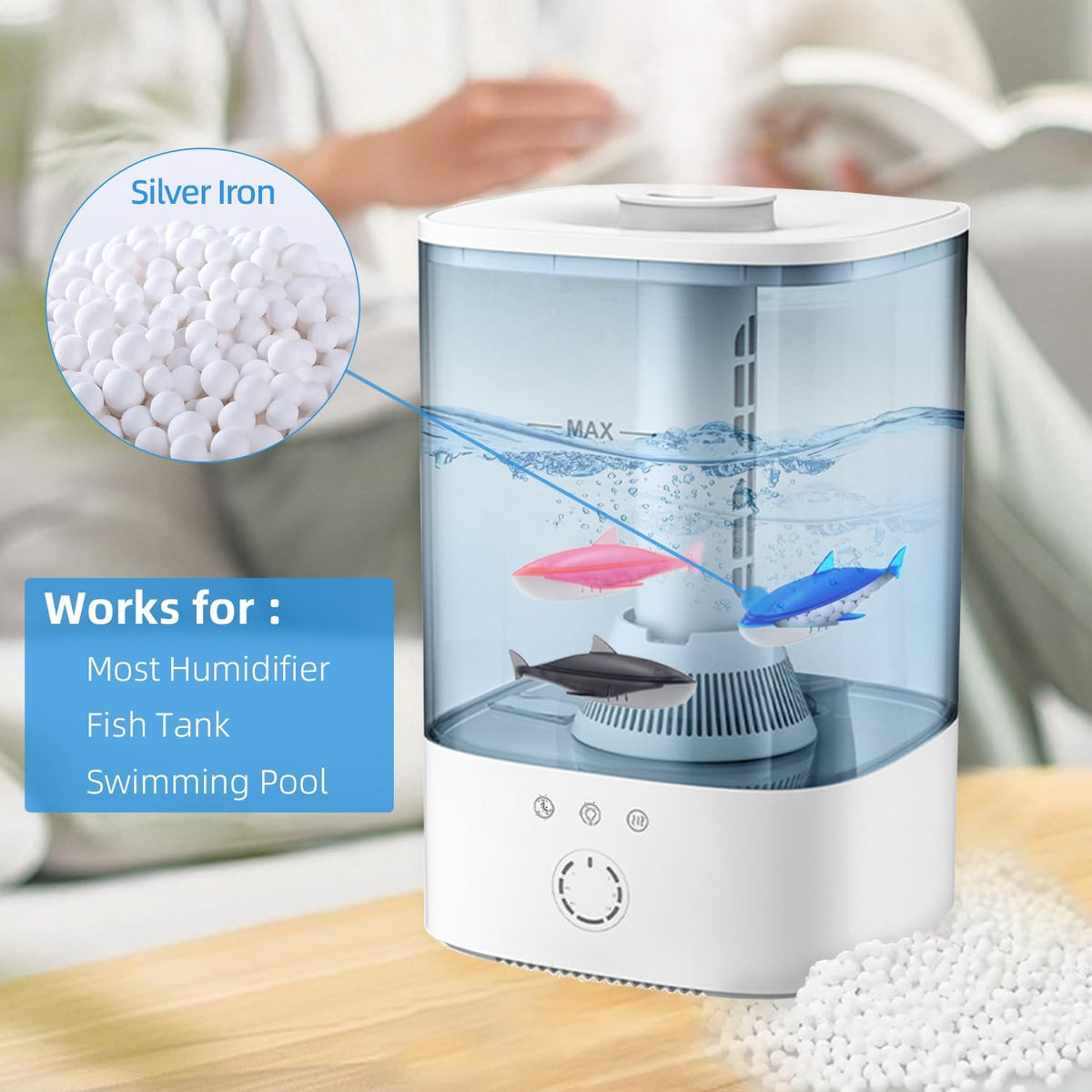 Humidfier Cleaner Fish for Humidifier & Fish Tank, 6 Pack Pink Shark