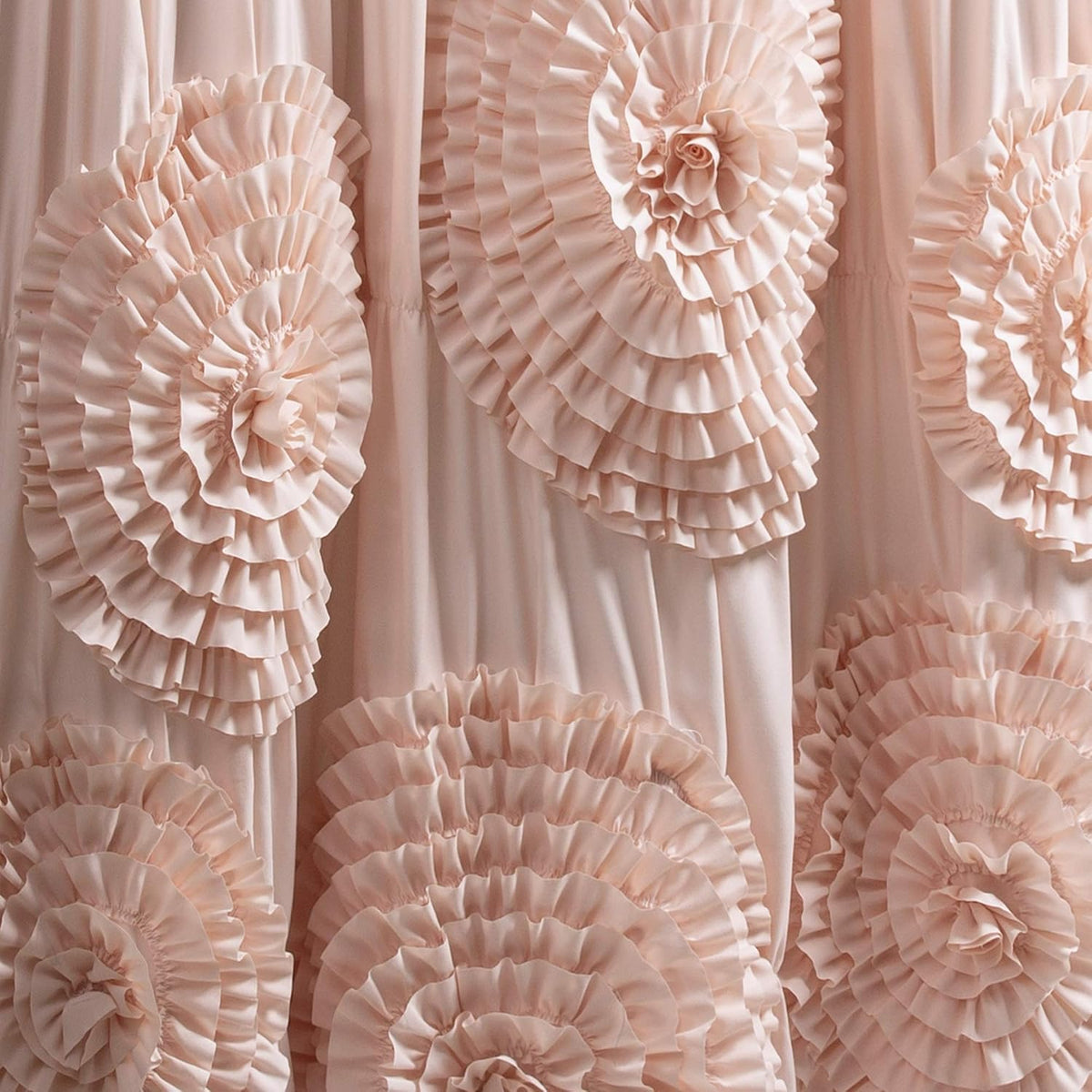 Serena Shower Curtain, 72" W x 72" L, Blush -Ruffled Bathroom Curtain - Pink Fabric Shower Curtains - Coquette Decor