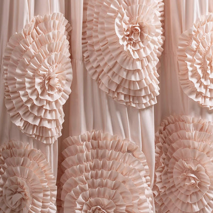 Serena Shower Curtain, 72" W x 72" L, Blush -Ruffled Bathroom Curtain - Pink Fabric Shower Curtains - Coquette Decor