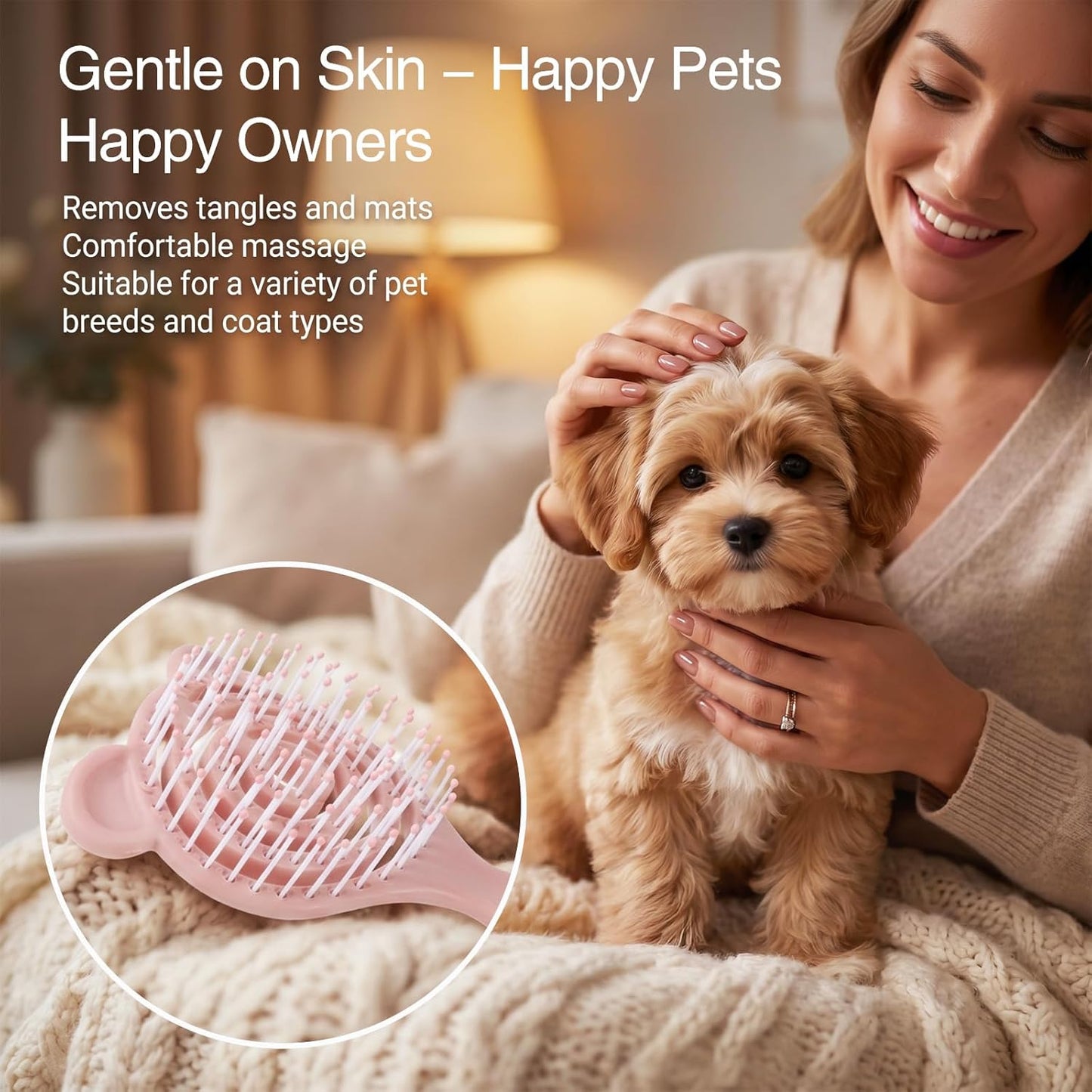 Cat-Ear Design Puppy Brush, Mini Pet Brush for Dogs Cats Pink Puppy Brushe | Pink Puppy Grooming Brushes for Shedding, Portable Hair Remover Tool for Travel Car Home, Gentle Deshedding Comb