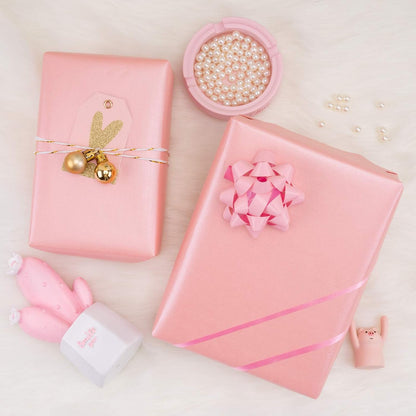 Pink Gift Wrapping Paper - Solid Color Pearly Shiny Silk Paper for Mother's Day, Valentine's Day, Wedding, Birthday, Baby Shower Girls, Bridal Shower, Anniversary, Easter - 17 Inch X 32.8 Feet