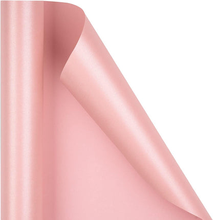Pink Gift Wrapping Paper - Solid Color Pearly Shiny Silk Paper for Mother's Day, Valentine's Day, Wedding, Birthday, Baby Shower Girls, Bridal Shower, Anniversary, Easter - 17 Inch X 32.8 Feet