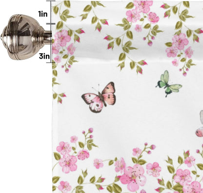 Pink Floral Curtain Valances for Windows 1 Panel, 42x12 in