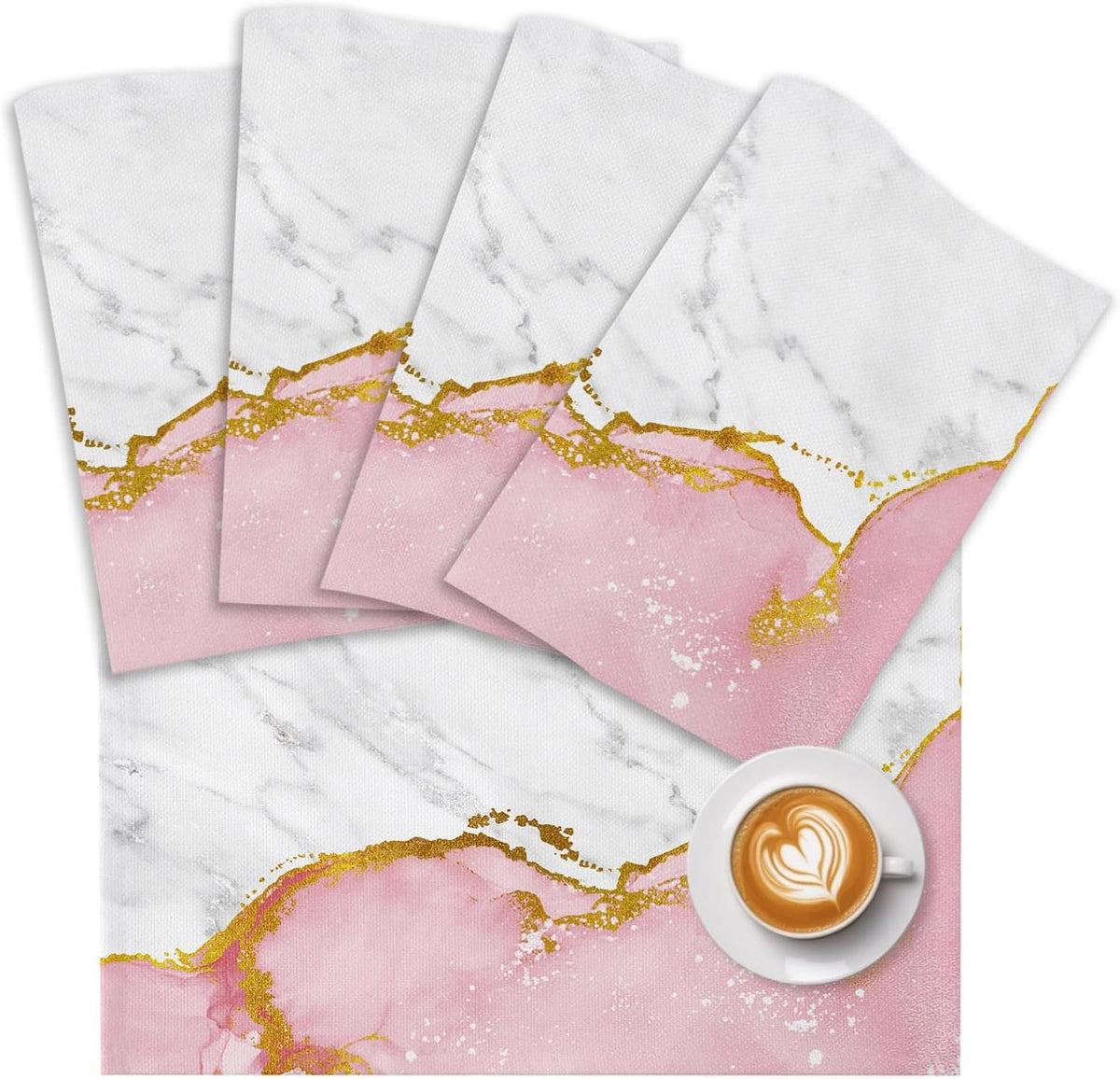 Placemat Set of 6 Pink Marble Dining Table Placemats White Modern Abstract Art Luxury Heat Resistant Washable Table Mats Non Slip Kitchen Placemats for Dining Room Home Decor