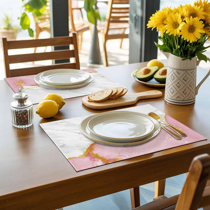 Placemat Set of 6 Pink Marble Dining Table Placemats White Modern Abstract Art Luxury Heat Resistant Washable Table Mats Non Slip Kitchen Placemats for Dining Room Home Decor