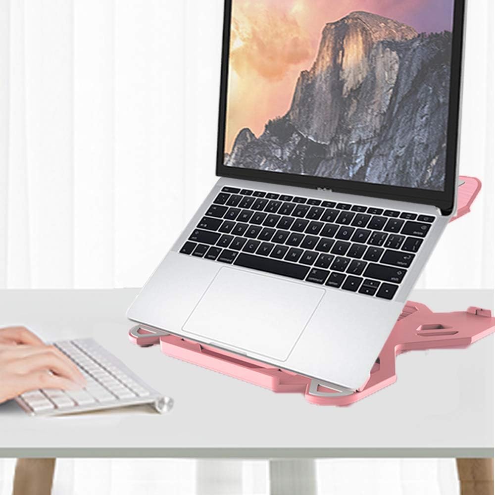 Ergonomic Adjustable Laptop Stand Riser, Portable Notebook Holder Mount for MacBook, Dell, Thinkpad & More 10-15.6" - Pink