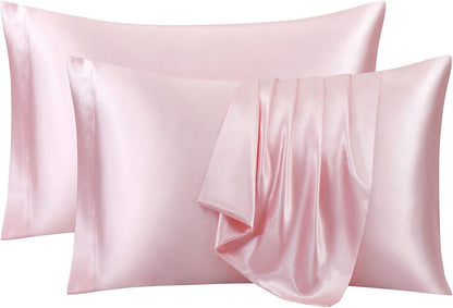 Satin Pillowcase King Set of 2, Ultra Soft & Silky Satin Pillow Cases for Hair and Skin, Wrinkle Fade Resistant Pillow Covers with Envelope Closure (Blush Pink)
