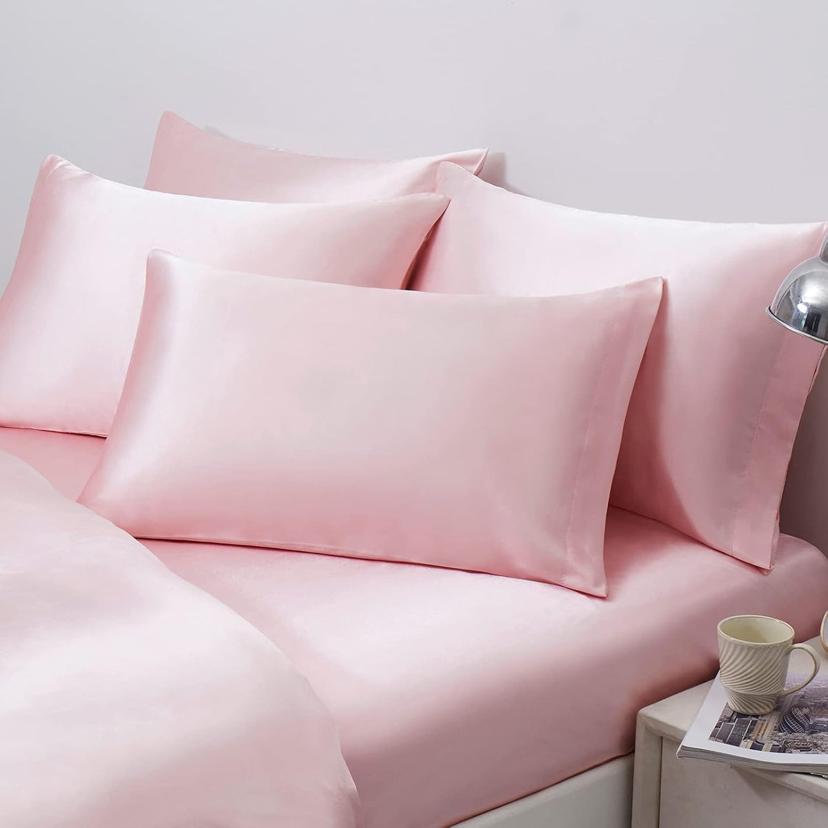 Satin Pillowcase King Set of 2, Ultra Soft & Silky Satin Pillow Cases for Hair and Skin, Wrinkle Fade Resistant Pillow Covers with Envelope Closure (Blush Pink)