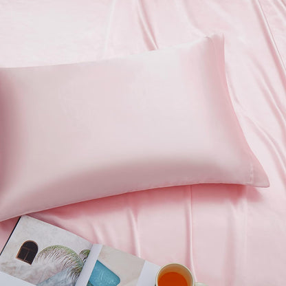 Satin Pillowcase King Set of 2, Ultra Soft & Silky Satin Pillow Cases for Hair and Skin, Wrinkle Fade Resistant Pillow Covers with Envelope Closure (Blush Pink)