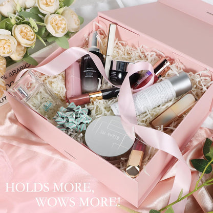 LFBOX Pink Gift Box with Ribbon Magnetic Lids 2 Pack