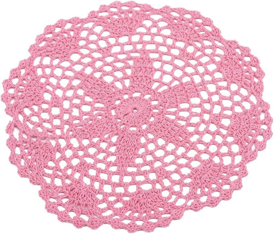 Pink Round Lace Doily Placemat Hand Crochet Floral Table Mat Home Accessories Place Mats Kitchen and Table Linens