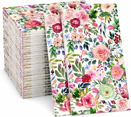 Floral Paper Napkins, 80PCS Watercolor Flower Guest Paper Napkins Disposable, Pink Roses Dinner Hand Napkin for Wedding, Theme Party,Birthday,Bridal Showers,Baby Showers,Kitchen & Bathroom 4.5x8 Inch