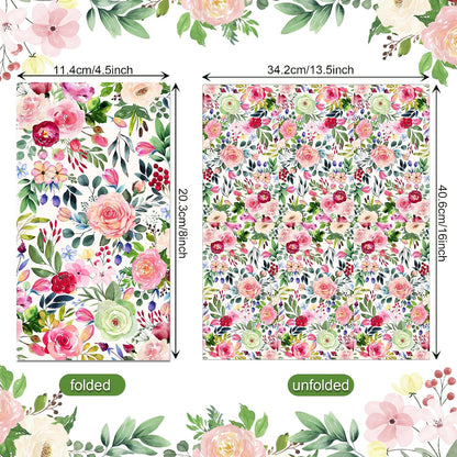 Floral Paper Napkins, 80PCS Watercolor Flower Guest Paper Napkins Disposable, Pink Roses Dinner Hand Napkin for Wedding, Theme Party,Birthday,Bridal Showers,Baby Showers,Kitchen & Bathroom 4.5x8 Inch
