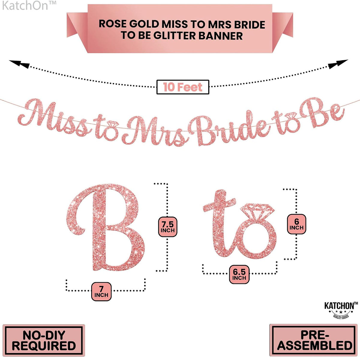 Glitter Miss to Mrs Bride to Be Banner 10 Ft Engagement Party Decor