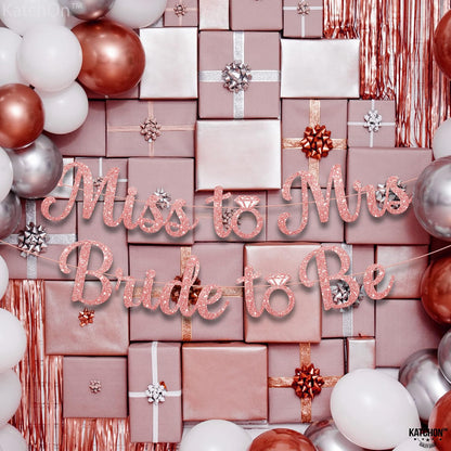 Glitter Miss to Mrs Bride to Be Banner 10 Ft Engagement Party Decor