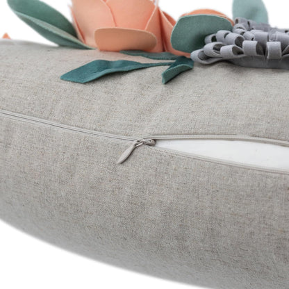 Decorative 3D Flower Throw Pillow Cover Pillowcase Cushion Cover Case for Home Couch Sofa Bed Living Room Decor 12x20 Inch Peach Pink