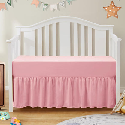 2-Piece Set Ruffled Crib Skirt & Crib Sheet, Blush Pink