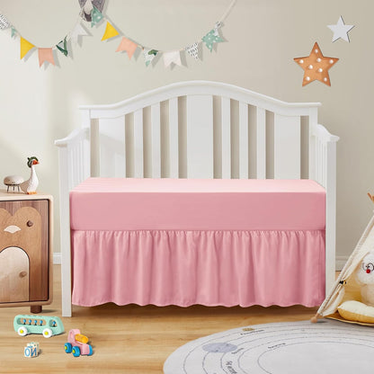 2-Piece Set Ruffled Crib Skirt & Crib Sheet, Blush Pink
