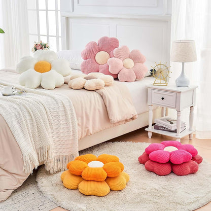 Flower Throw Pillow, Cute Flower Shaped Pillow Decorative Throw Pillow for Bed Couch, Soft Daisy Pillows Floor Seating Cushion Cushions (14.9 Inch Light Pink)