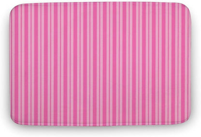 Multiple Stripe Patterns Pink Bathroom Rugs, Non Slip & Absorbent Bath Mat Carpets for Bathroom, Entryway or Sink 16" x 24"