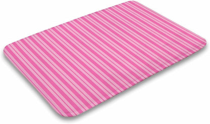 Multiple Stripe Patterns Pink Bathroom Rugs, Non Slip & Absorbent Bath Mat Carpets for Bathroom, Entryway or Sink 16" x 24"