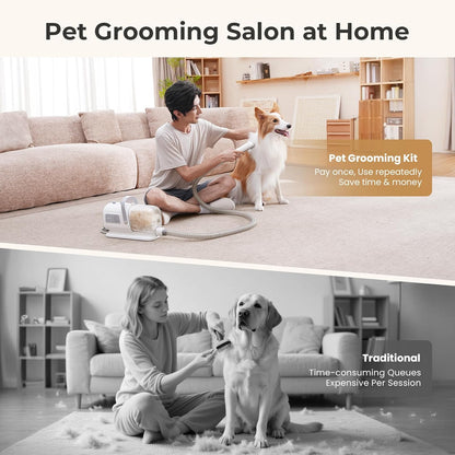 Pecute 7-in-1 Dog Grooming Vacuum & Dryer for Heavy Shedding | 10000Pa suction, adj suction & temp, home & salon use, 55dB low noise, 1.7L dust cup, reduces flying hair, easy cleanup