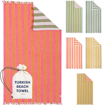 Cabana Striped Gauze Turkish Beach Towel - 1-Pack | Large 36 x 69 | Quick Dry Beach Towel Blends Retro Style with Everyday Beach Comfort | Sand Free Design for a Clean, Carefree Day in the Sun (Pink)