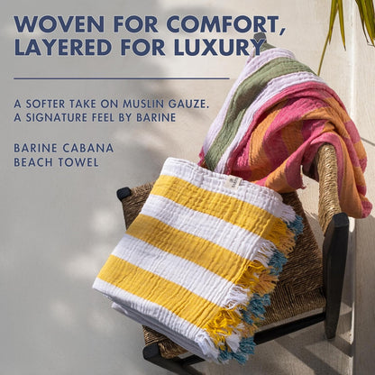 Cabana Striped Gauze Turkish Beach Towel - 1-Pack | Large 36 x 69 | Quick Dry Beach Towel Blends Retro Style with Everyday Beach Comfort | Sand Free Design for a Clean, Carefree Day in the Sun (Pink)