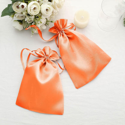 Efavormart 60 Pack 6"x9" Peach Satin Drawstring Gift Bags, Premium Silky Favor Pouches for Large Weddings, Bridal Showers, Skincare Gifts, Candy, and Party Decorations