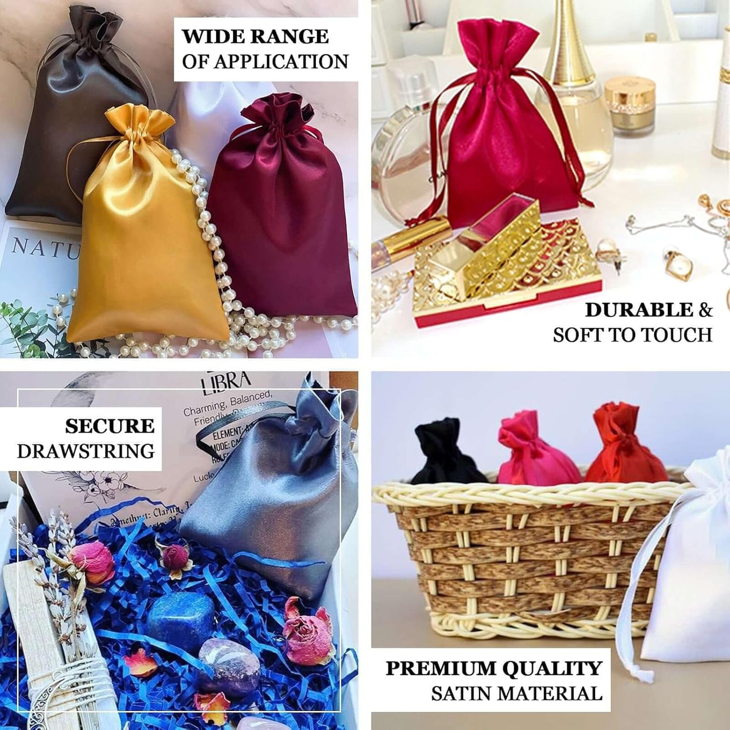 Efavormart 60 Pack 6"x9" Peach Satin Drawstring Gift Bags, Premium Silky Favor Pouches for Large Weddings, Bridal Showers, Skincare Gifts, Candy, and Party Decorations