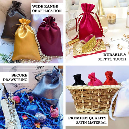 Efavormart 60 Pack 6"x9" Peach Satin Drawstring Gift Bags, Premium Silky Favor Pouches for Large Weddings, Bridal Showers, Skincare Gifts, Candy, and Party Decorations
