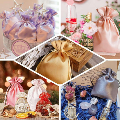 Efavormart 60 Pack 6"x9" Peach Satin Drawstring Gift Bags, Premium Silky Favor Pouches for Large Weddings, Bridal Showers, Skincare Gifts, Candy, and Party Decorations