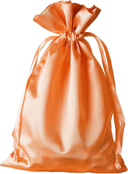 Efavormart 60 Pack 6"x9" Peach Satin Drawstring Gift Bags, Premium Silky Favor Pouches for Large Weddings, Bridal Showers, Skincare Gifts, Candy, and Party Decorations
