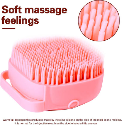 Pet Bath Brush Dog Shampoo Dispenser Dog Bath Brush Scrubber (Pink)