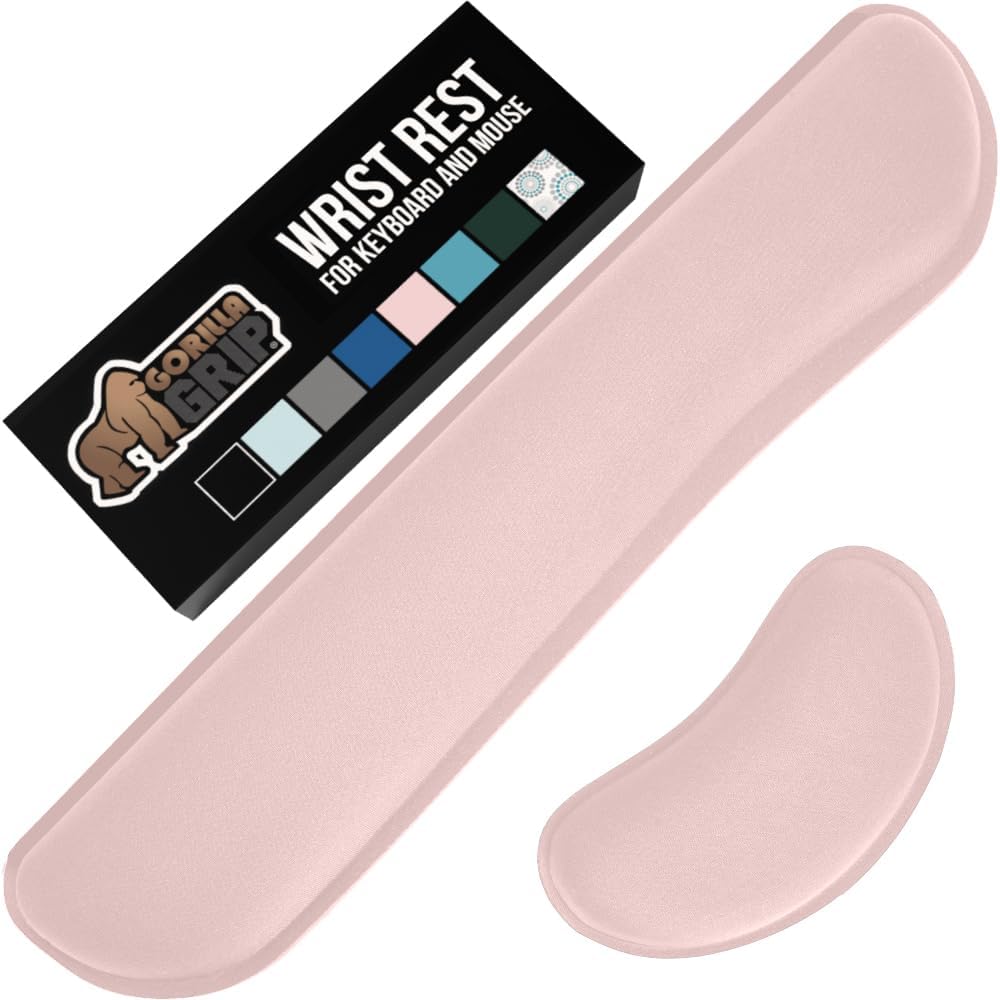 Memory Foam Wrist Rest for Computer Keyboard, 2 Piece Pink
