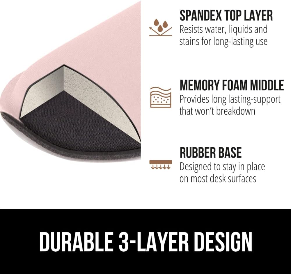 Memory Foam Wrist Rest for Computer Keyboard, 2 Piece Pink