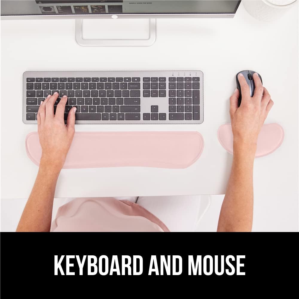 Memory Foam Wrist Rest for Computer Keyboard, 2 Piece Pink