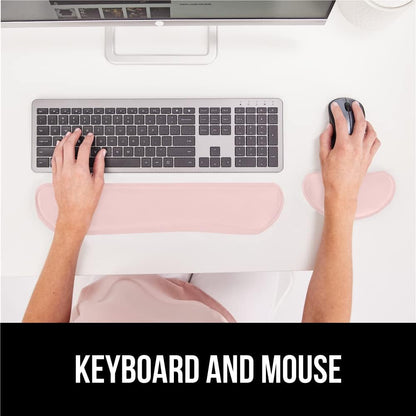 Memory Foam Wrist Rest for Computer Keyboard, 2 Piece Pink
