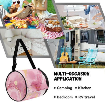 Pink Marble Print Wall Mounted Toilet Paper Holder Moisture Resistant Versatile Tissue Roll Paper Holder Hanging Bathroom Tissue Towel Roll Holder 6.3 * 6.3 * 6.3 Inch