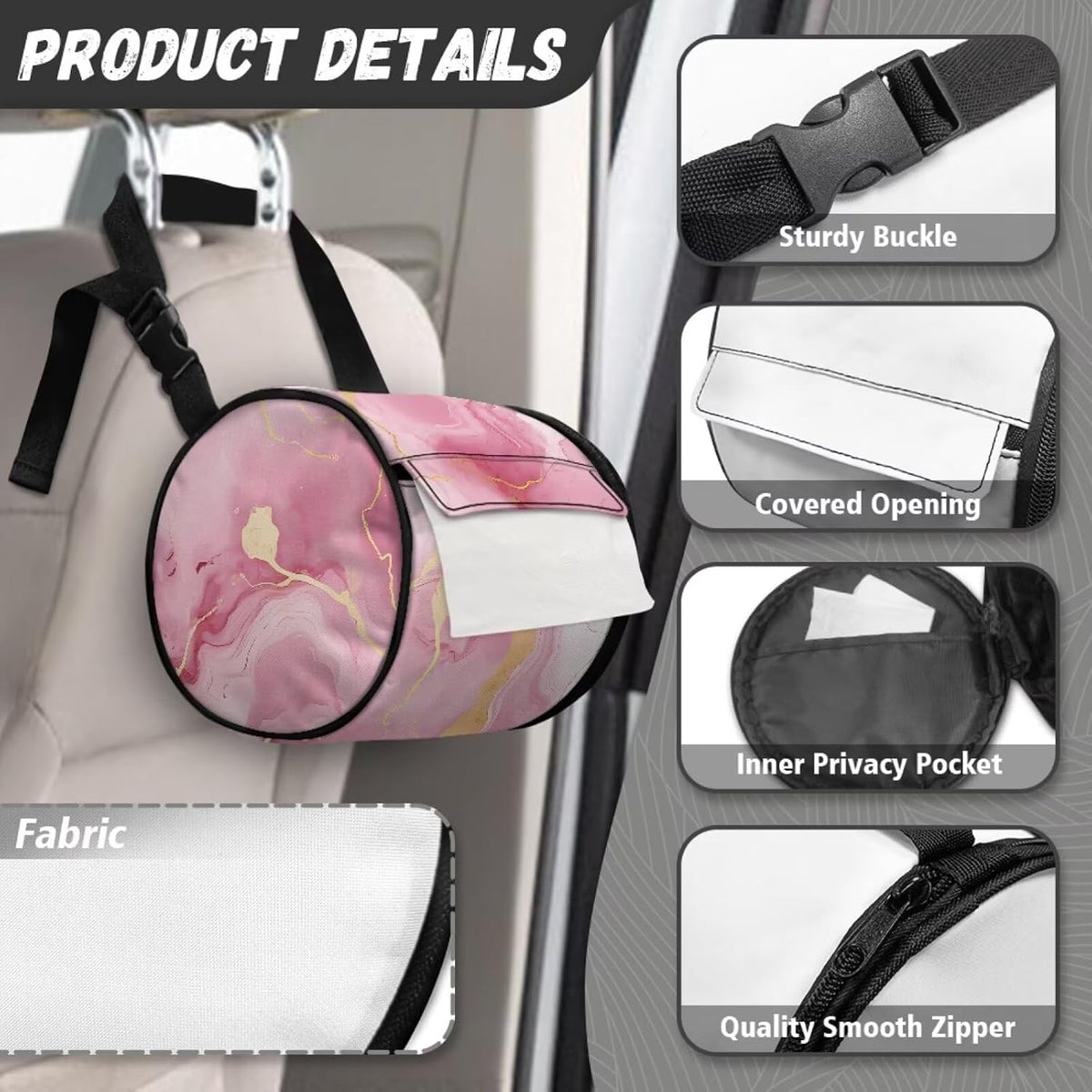 Pink Marble Print Wall Mounted Toilet Paper Holder Moisture Resistant Versatile Tissue Roll Paper Holder Hanging Bathroom Tissue Towel Roll Holder 6.3 * 6.3 * 6.3 Inch