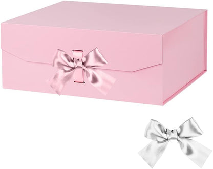 Pink Gift Box Large 13x11x5.3 Inches, Pink Gift Boxes for Presents with Magnetic Closure Lid, Luxury Gift Box Rectangle Collapsible Boxes for Gift Packaging