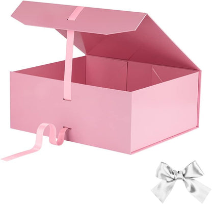 Pink Gift Box Large 13x11x5.3 Inches, Pink Gift Boxes for Presents with Magnetic Closure Lid, Luxury Gift Box Rectangle Collapsible Boxes for Gift Packaging